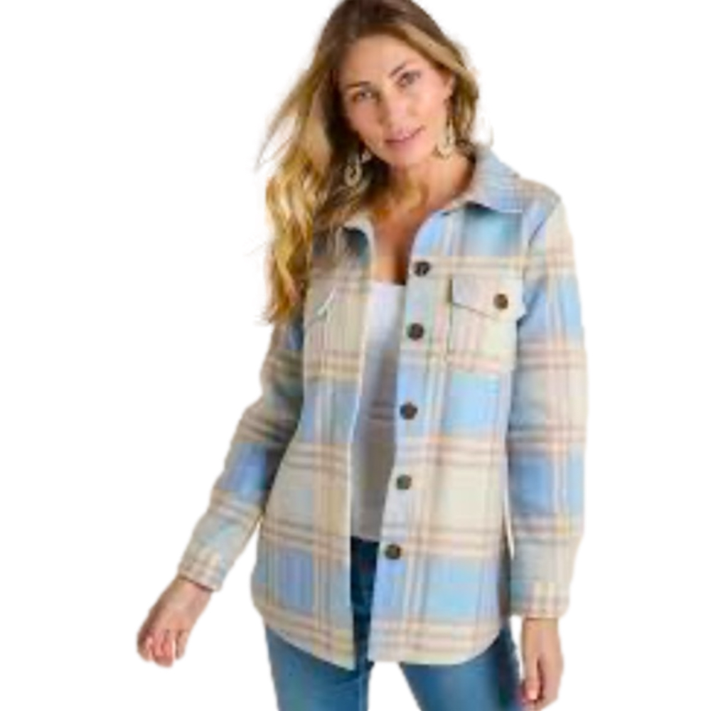 Venus Plus Size Plaid Shacket soft size 24 button up jacket